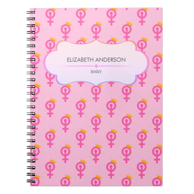 Personalized Feminist Pink Anteckningsbok (Framsidan)