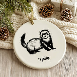 Personalized Ferret Christmas Julgransprydnad Keramik