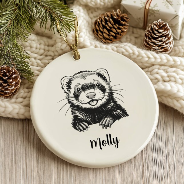 Personalized Ferret Christmas Julgransprydnad Keramik (Skapare uppladdad)