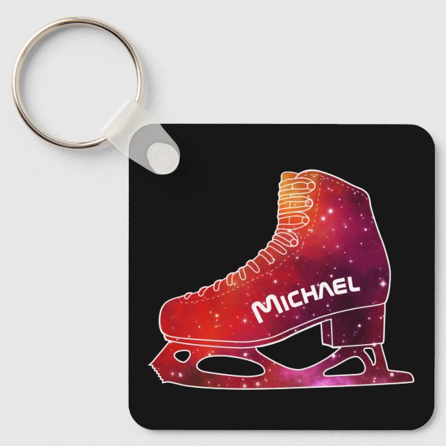 Personalized Figure Skating Space Boot Nyckelring (Framsida)