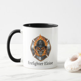Personalized Firefighter Skull Fireman Mugg