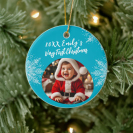 Personalized First Christmas Add Photo Snowflakes Julgransprydnad Keramik