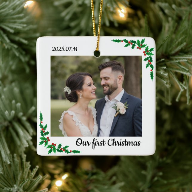 Personalized First Christmas Ornament for Couple (Träd)