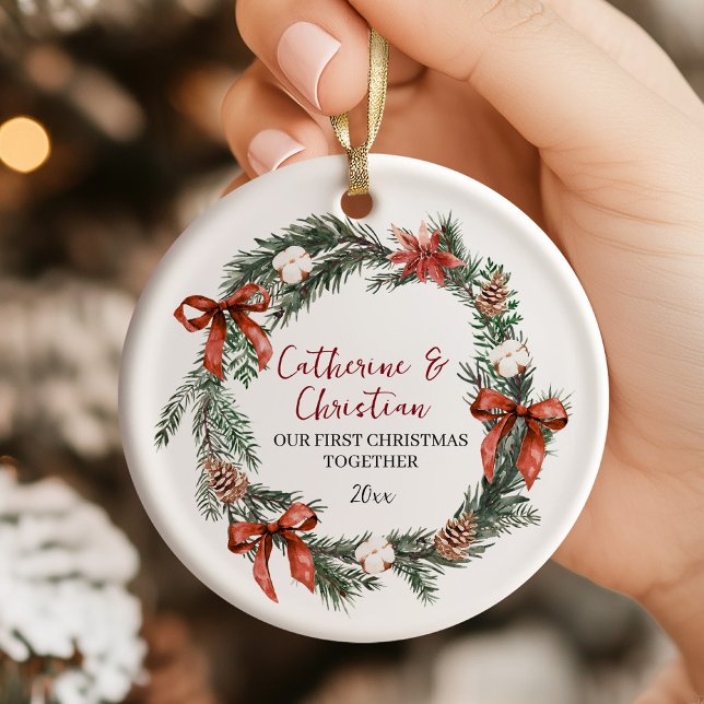 Personalized First Christmas Together Julgransprydnad Keramik (Skapare uppladdad)