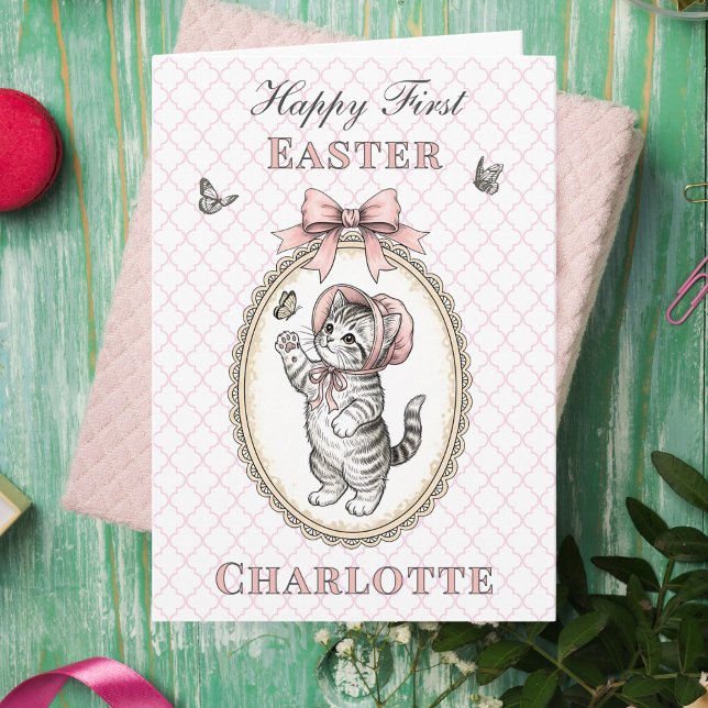 Personalized First Easter Card for Baby Girl Helgkort (Personalized First Easter Card for Baby Girl)