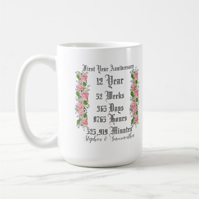 Personalized first  year anniversary typography  kaffemugg (Vänster)