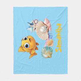 Personalized Fish Blanket | Custom Name Ocean Fleecefilt