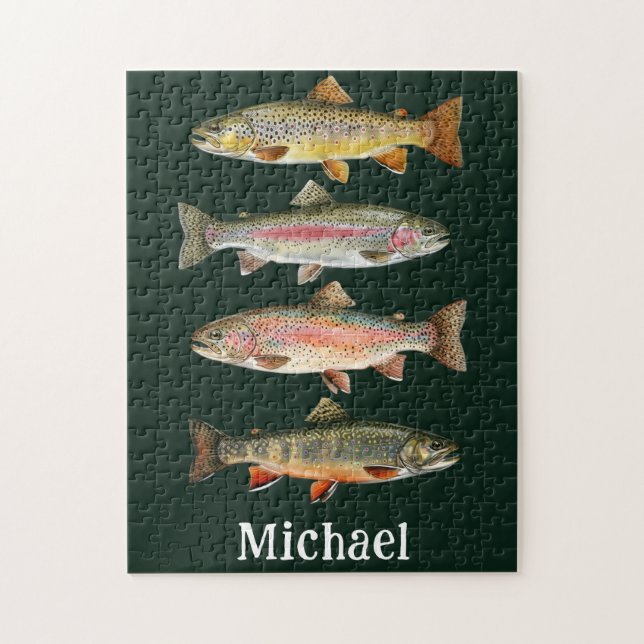 Personalized Fishing Lover  – Trout Fishing Design Pussel (Vertikal)