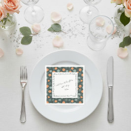 Personalized Floral Border Love Note Napkin  Pappersservett
