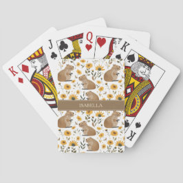 Personalized Floral Capybara Playing Cards Casinokort