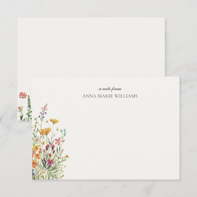 Personalized Floral Chic Elegant Note Card Anteckningskort (Fram/baksida)