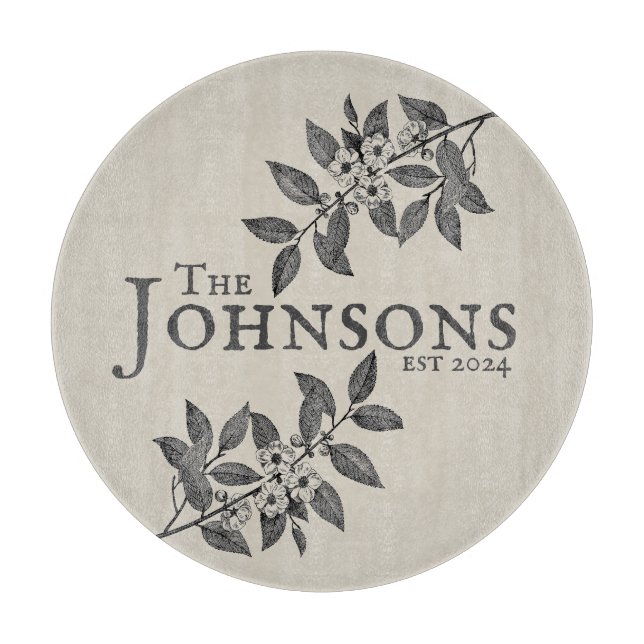Personalized Floral Elegance Cutting Board (Framsidan)