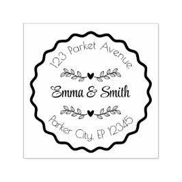 Personalized Floral Frame Name and Address Självfärgande Stämpel