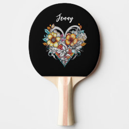 Personalized Floral Heart Romantic Pingisracket