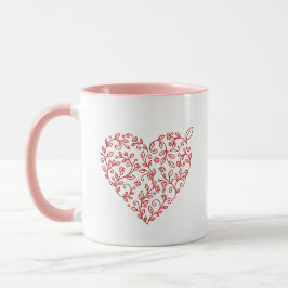 Personalized Floral Heart Valentine's Coffee Mug Mugg