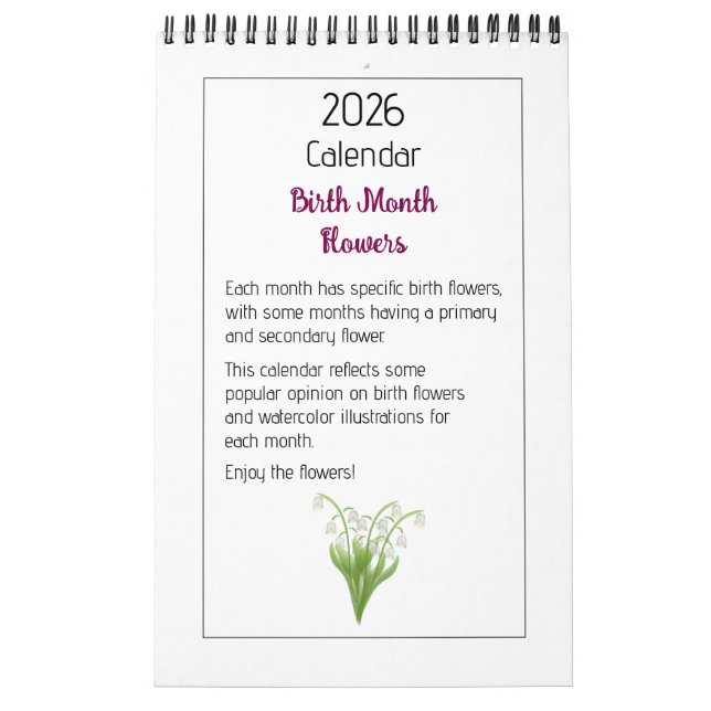 Personalized Floral Illustrations Calendar Kalender (Omslag)