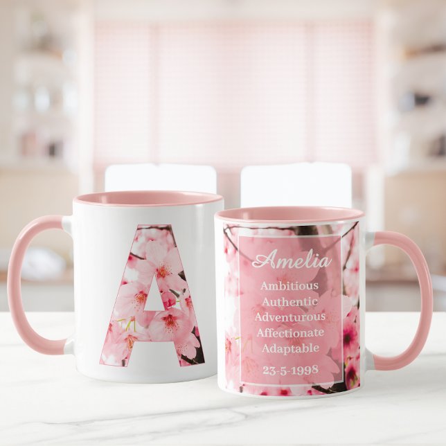 Personalized Floral Initial Mug – Custom Name Mugg (Skapare uppladdad)