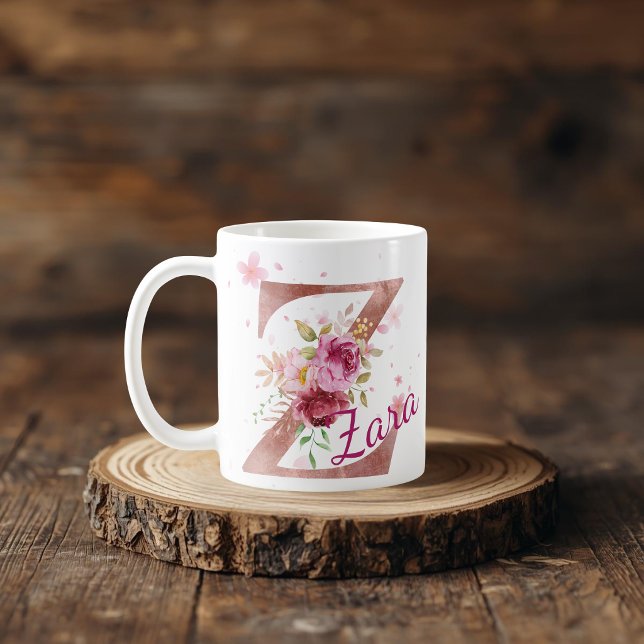 Personalized Floral Initial Mug – Letter Z Kaffemugg (Skapare uppladdad)