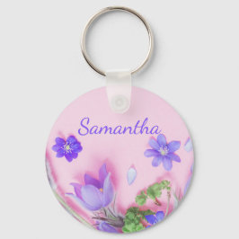 Personalized Floral Keychain | Blue Wildflowers  Nyckelring
