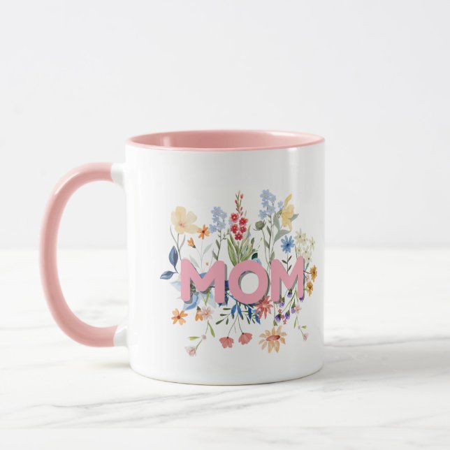 Personalized Floral Mom Mug – Mother’s Day Gift  Mugg (Vänster)