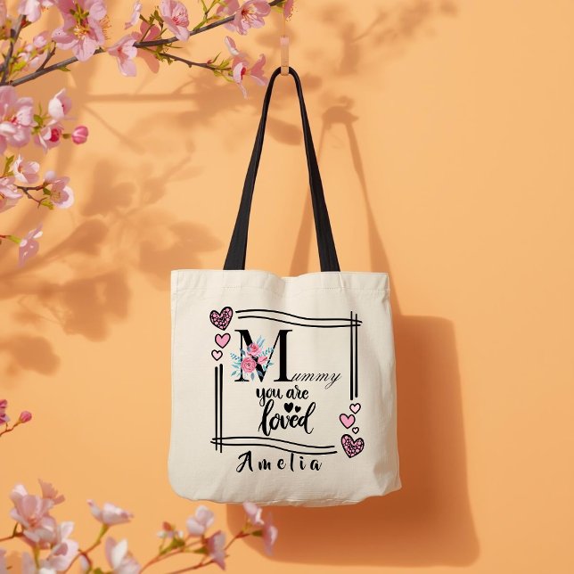 Personalized Floral Mommy Tote Bag Tygkasse (Skapare uppladdad)