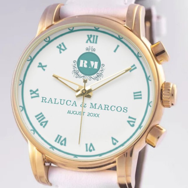 Personalized Floral Monogram for Newlyweds Armbandsur (Skapare uppladdad)