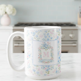 Personalized Floral Monogram Mug Kaffemugg