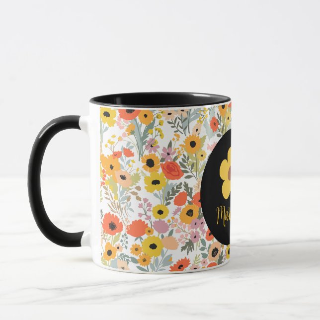 Personalized floral mug for her  mugg (Vänster)