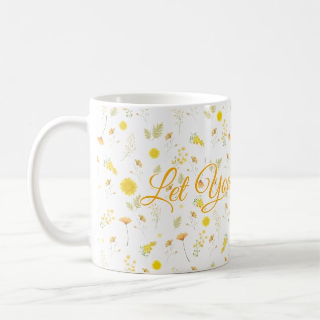 Personalized Floral Mug with Custom Name or Text Kaffemugg (Vänster)