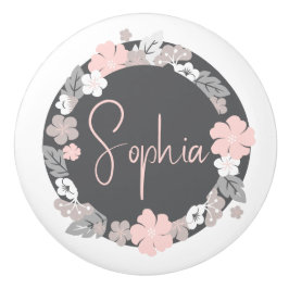 Personalized Floral Name Pink Knopp