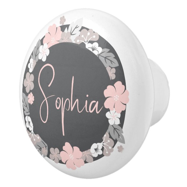 Personalized Floral Name Pink Knopp (Höger)