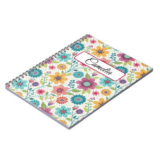 Personalized Floral Name Spiral Notebook Anteckningsbok