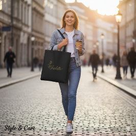 Personalized Floral Name Tote Bag for Everyday Use Tygkasse