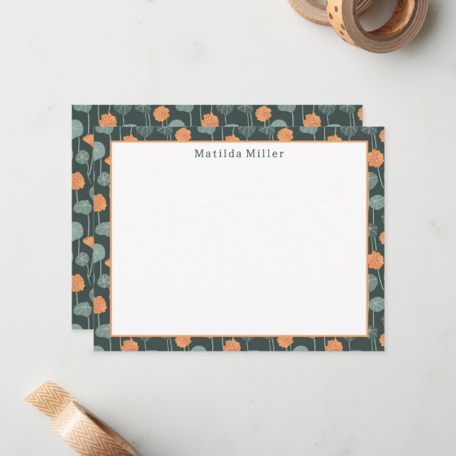 Personalized Floral Note Card Anteckningskort (Fram/Back In Situ)