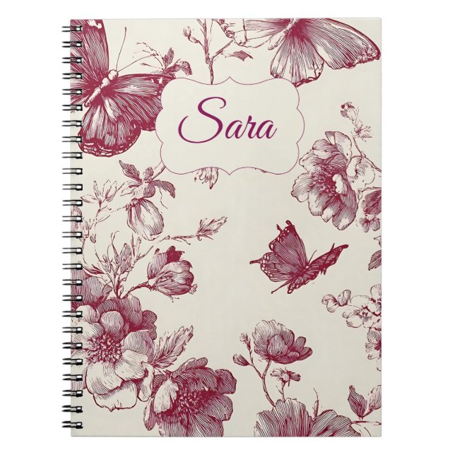 Personalized Floral Notebook – Custom Name Anteckningsbok (Framsidan)