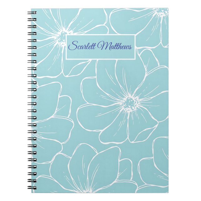Personalized Floral Notebook with Name  Anteckningsbok (Framsidan)