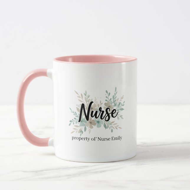 Personalized Floral Nurse Gift Mugg (Vänster)
