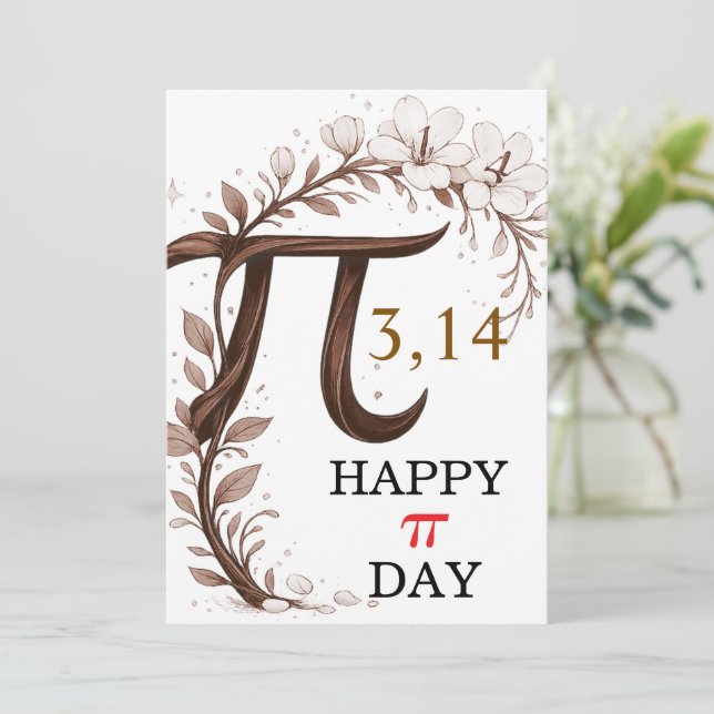 Personalized Floral Pi Day Card, Elegant Math gift (Stående Fram)
