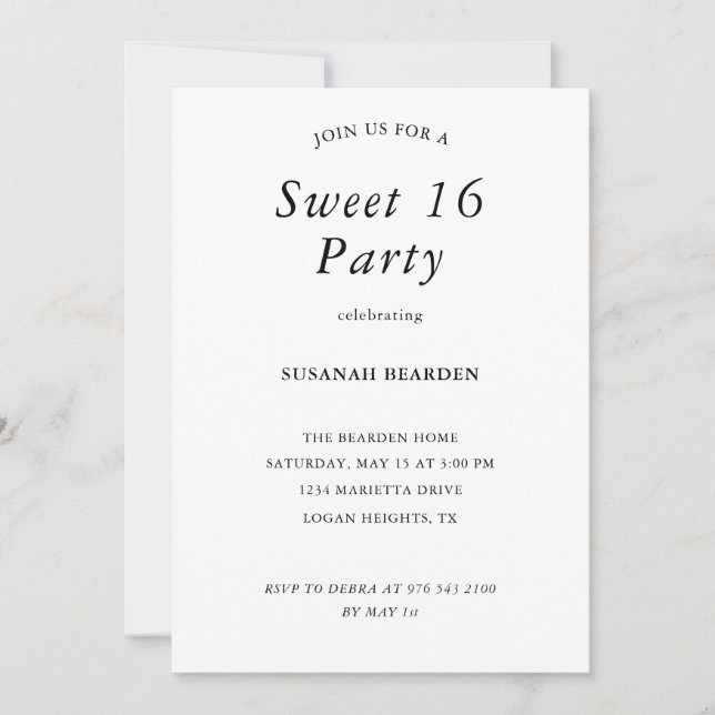 Personalized Floral Pink Sweet 16 Party Invitation Inbjudningar (Framsida)