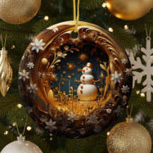 Personalized Floral Snowman Christmas