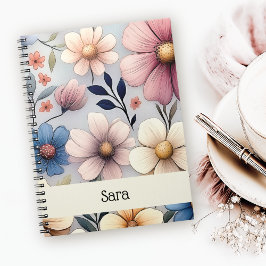 Personalized Floral Spiral Notebook Anteckningsbok