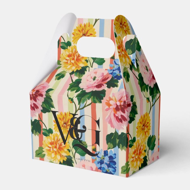 Personalized Floral Stripe Wedding Presentaskar (Framsidan Sidan)