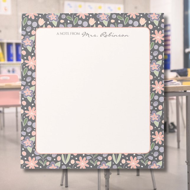 Personalized Floral Teacher Notepad Anteckningsblock (Personalized Teacher Appreciation Notepad – Floral Design with Custom Name)