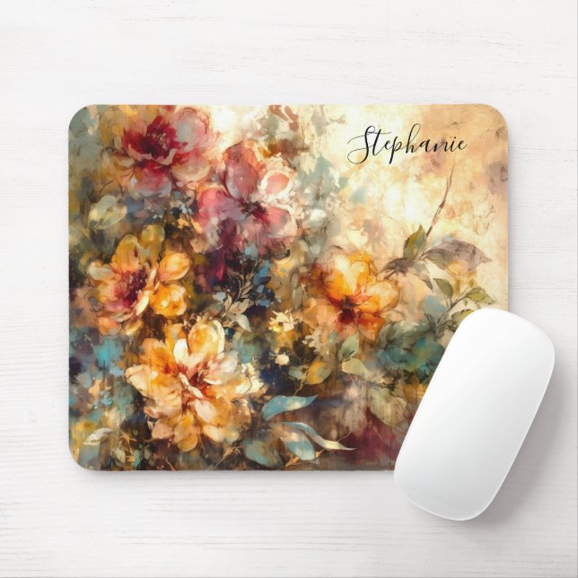 Personalized Floral Watercolor Desk Musmatta (Med mus)