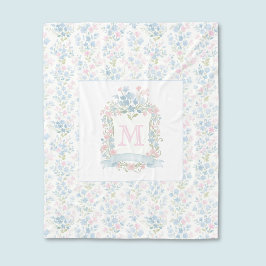 Personalized Floral Watercolor Fleece Blanket