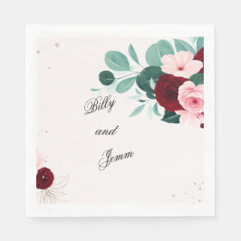 Personalized Floral Wedding Napkins Pappersservett