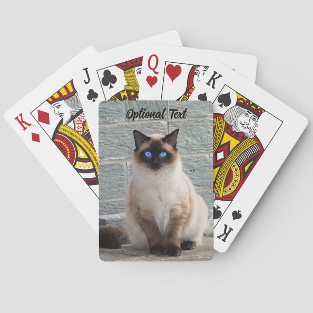 Personalized Fluffy Cat with Blue Eyes Casinokort (Baksidan)