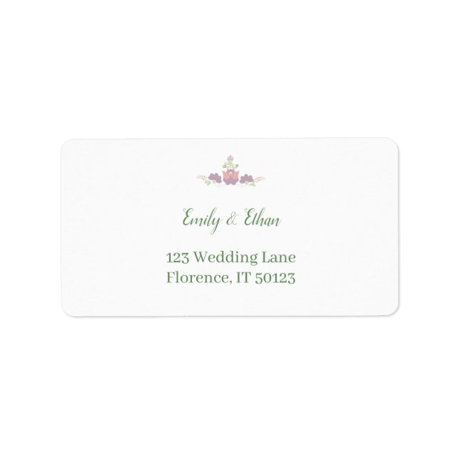 Personalized Folk Floral Wedding Greenery Design Adressetikett (Framsidan)
