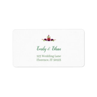 Personalized Folk Floral Wedding Greenery Design Adressetikett