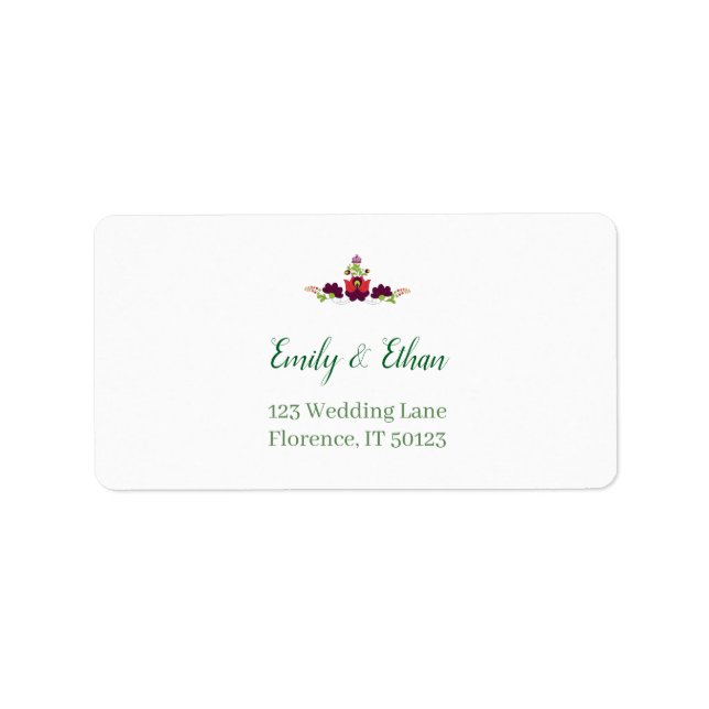 Personalized Folk Floral Wedding Greenery Design Adressetikett (Framsidan)